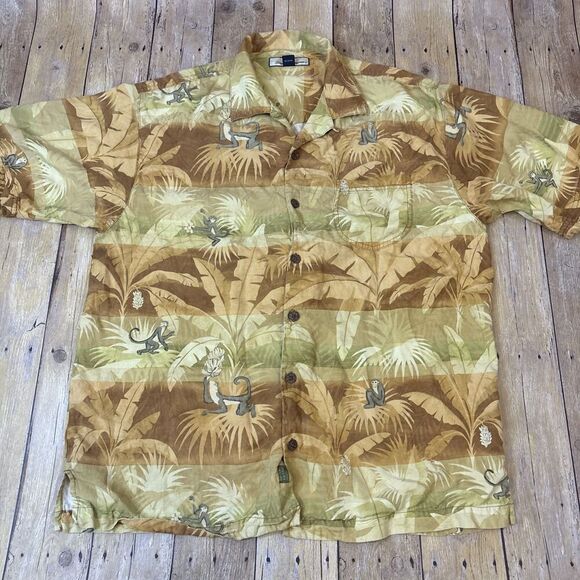 Tommy Bahama Silk Hawaiian Shirt Floral Monkeys Mens Medium - Picture 6 of 15